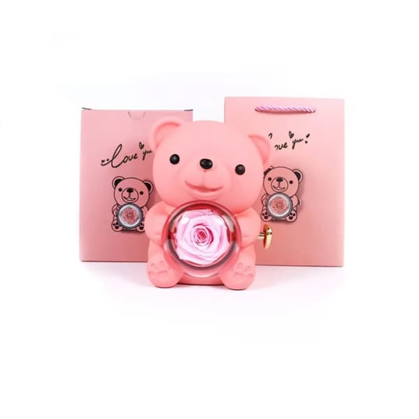 Rosabjörn Smyckeset, Roternade Rosdesign, Olika Färger,Rosa