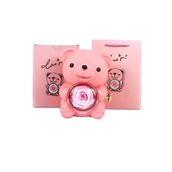 Rosabjörn Smyckeset, Roternade Rosdesign, Olika Färger,Rosa