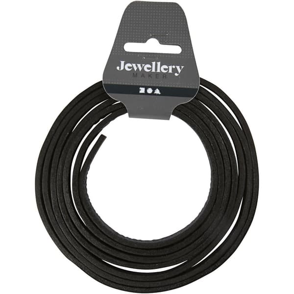 Lærarmbånd, B: 10 mm, tykkelse 3 mm, 2 m, svart