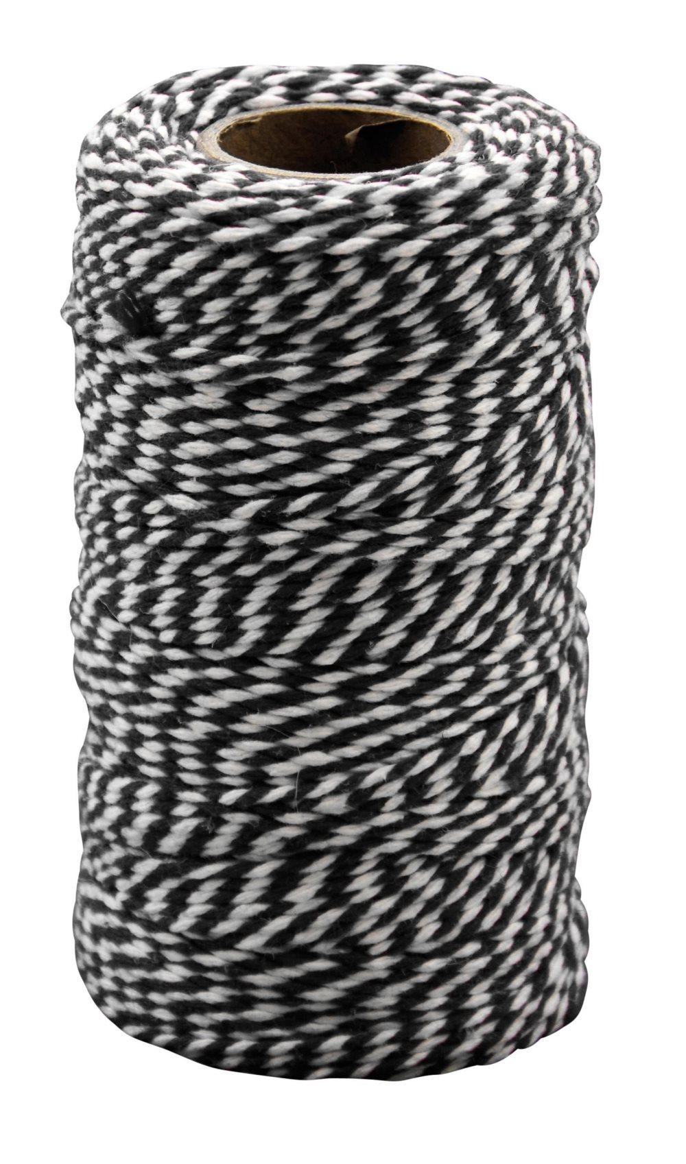 Bomullssnöre 100m x 2mm Svart/vit