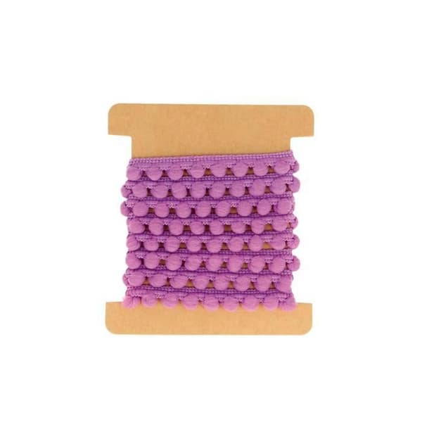 Ruban - ARTEMIO - Pompons - Lila - 1m - 1cm bred