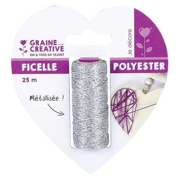 25m silver metallisk strängspole - String Art