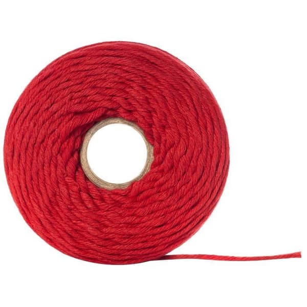 3 mm x 200 m Macramé-snöre Röd bomullstråd - (+/-) 0,5 mm tjocklek - 15-lagers garn - Naturlig sladd