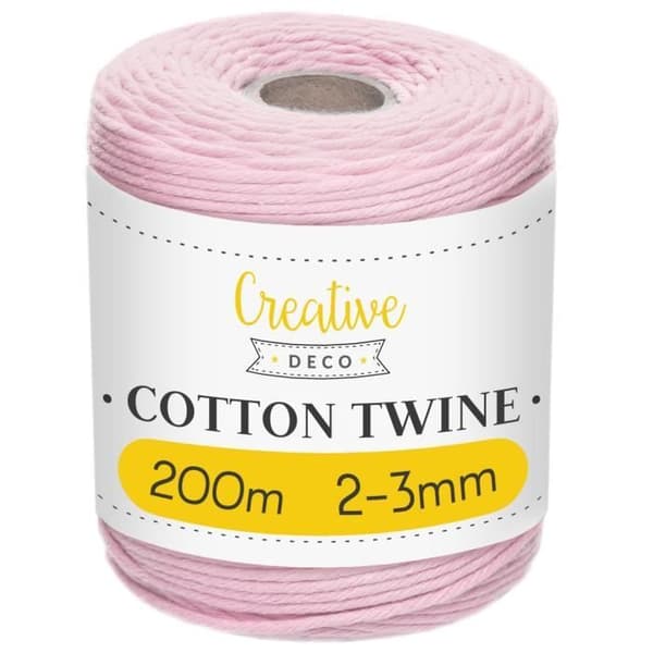 Makramé-rep - CREATIVE DECO - 200m - Pastellrosa - Tråd av bomull och polyester