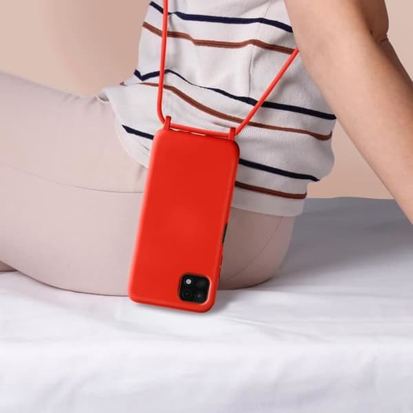 Samsung Galaxy A22 5G fodral med rep - AVIZAR - Röd - Halvstyv - Halsband 80cm