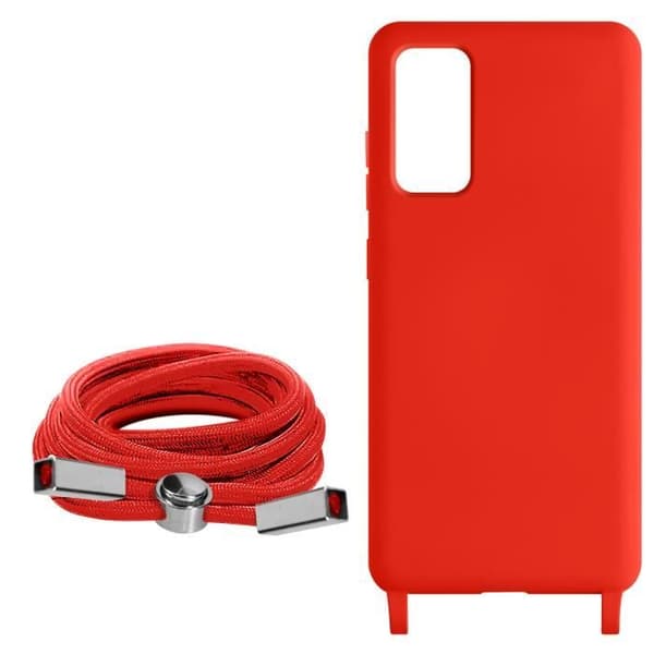 AVIZAR Samsung Galaxy S20 FE Röd Fodral - Halsrem 80cm Halvstyv
