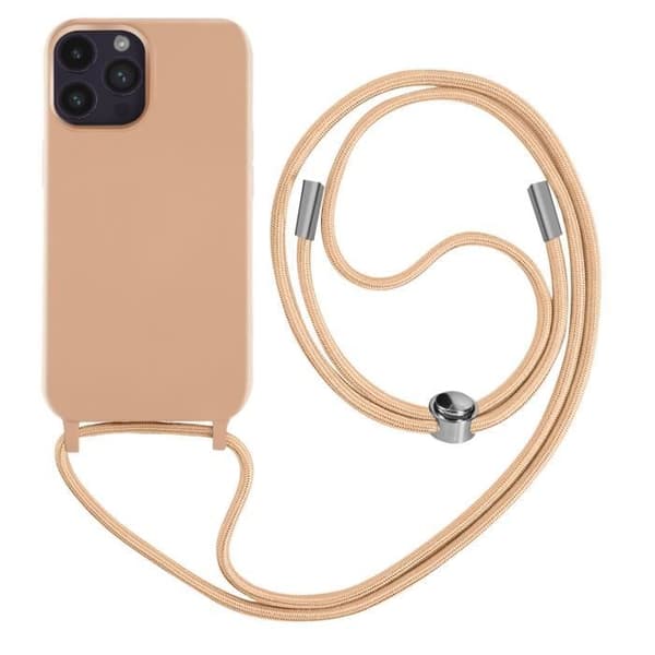 Fodral med sladd för iPhone 14 Pro Max - AVIZAR - Halvstyv - Rosa