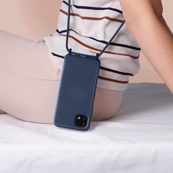 Samsung Galaxy A22 5G fodral med rep - AVIZAR - Halvstyv - Halsrem 80cm Blå