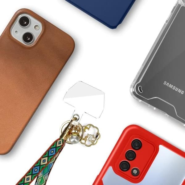 Universal Smartphone lanyard - AVIZAR - Bogolan - Svart - Flätad bomullslina - Akoya pärla
