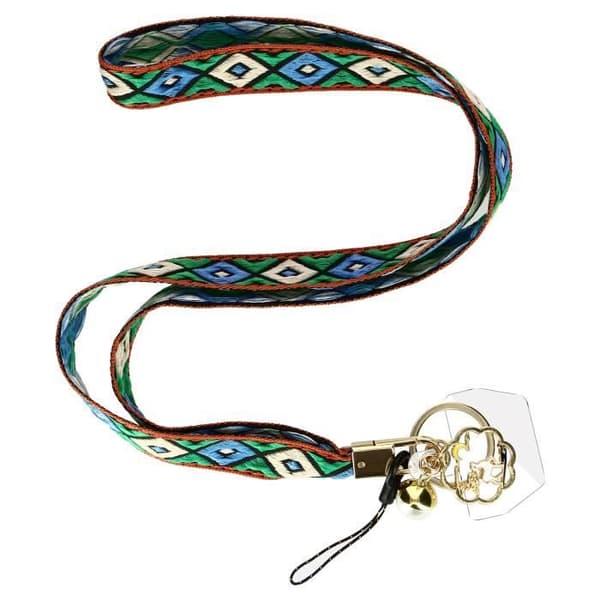 Universal Smartphone lanyard - AVIZAR - Bogolan - Svart - Flätad bomullslina - Akoya pärla