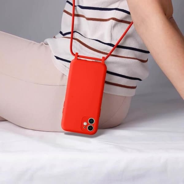 iPhone 11 Skal Röd - AVIZAR - Halvstyv - Halsrem 80cm
