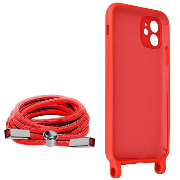 iPhone 11 Skal Röd - AVIZAR - Halvstyv - Halsrem 80cm