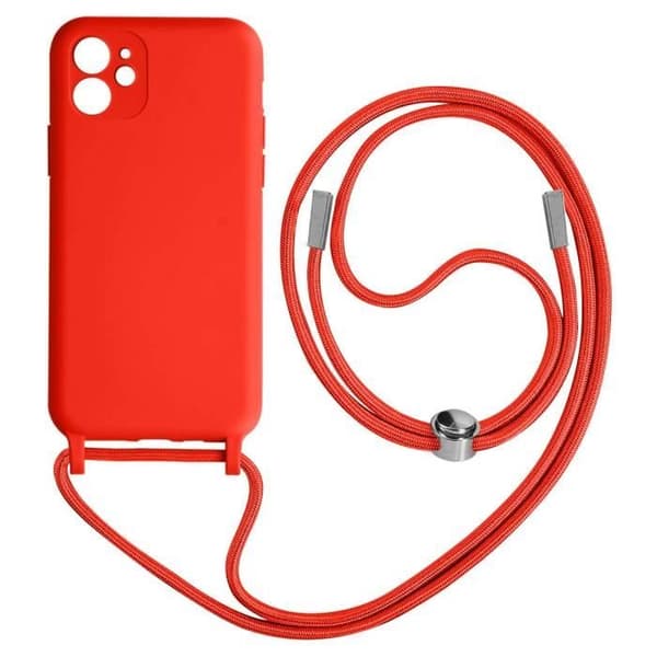 iPhone 11 Skal Röd - AVIZAR - Halvstyv - Halsrem 80cm