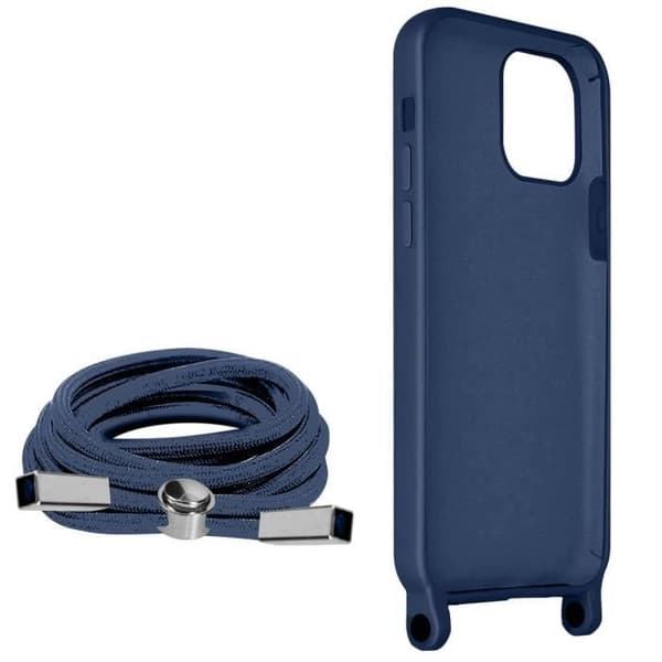 Sladdfodral iPhone 12 och 12 Pro Semi-rigid Neck Lanyard 80cm blå