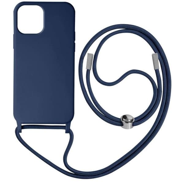 Sladdfodral iPhone 12 och 12 Pro Semi-rigid Neck Lanyard 80cm blå