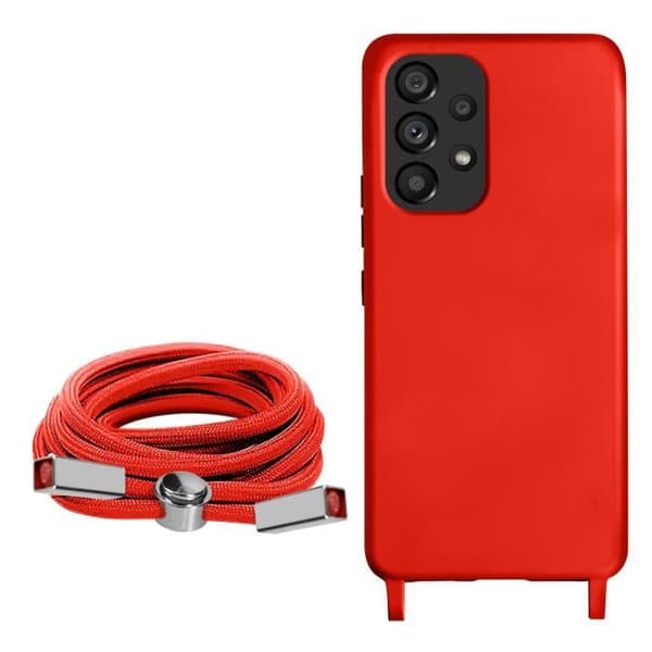 AVIZAR halvstyvt fodral till Samsung Galaxy A53 5G med 80 cm nacksnöre - Röd