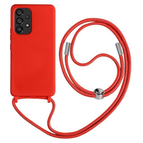 AVIZAR halvstyvt fodral till Samsung Galaxy A53 5G med 80 cm nacksnöre - Röd