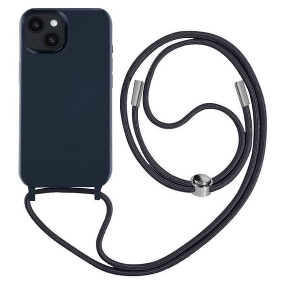 Halvstyvt iPhone 14 Lanyardfodral med halsrem 80 cm blå - AVIZAR - Smartphonefodral