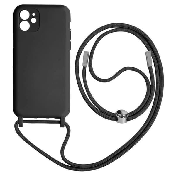 Coque iPhone 11 Semi-rigid Lanyard Halsrem 80cm Svart - AVIZAR