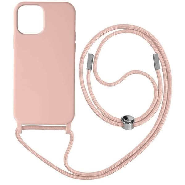Coque iPhone 12 Pro Max Semi-rigida Lanyard Halsrem 80cm rosa - AVIZAR