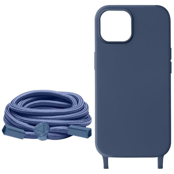 Väska med Snodd - AVIZAR - iPhone 15 - Nylonflätad Rem 80 cm - Semihård - Mörknatt