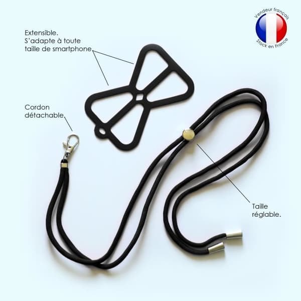 Coque silikonband kompatibel med POCO C31 stötbeständig med justerbar nackrem - SVART