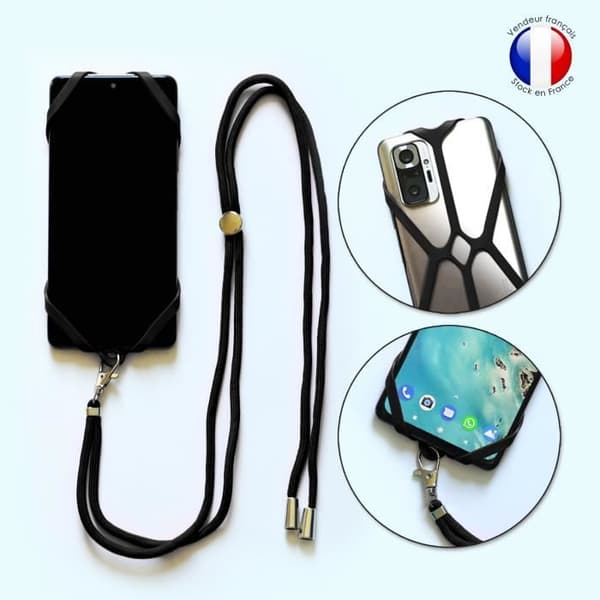 Silikonkabelfodral kompatibel med Ulefone Armor X6 stötsäker med justerbar nackrem - SVART