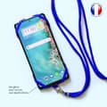 Miniatyrbild 4 av 4: Silicone fodral kompatibelt med Motorola One Vision, stöttåligt med justerbar nackrem - BLÅ