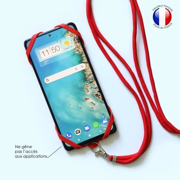 Coque cordon silicone kompatibel Hisense K8 stötbeständig med justerbar nackrem - RÖD