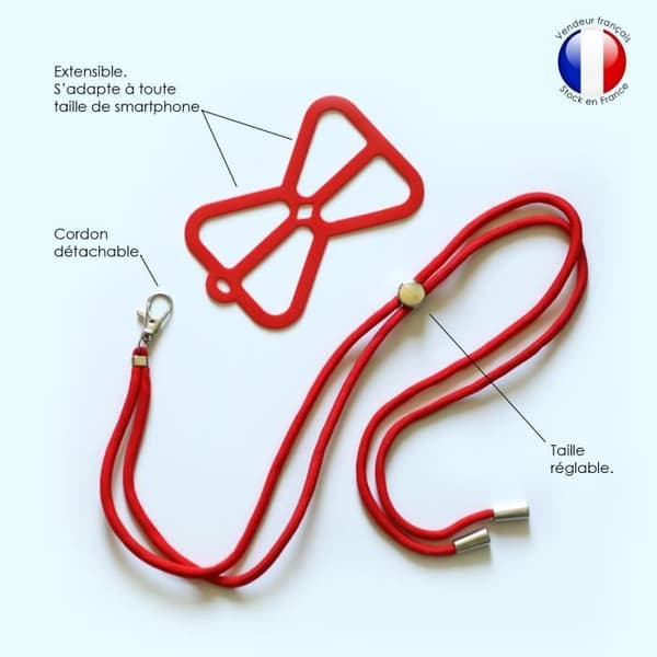 Coque med silikonband kompatibel med Oppo A55 4G stötresistent med justerbar nackrem - RÖD