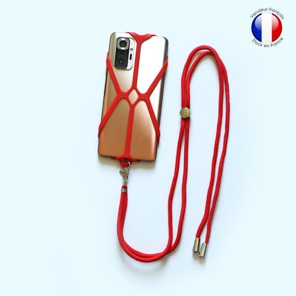 Coque med silikonband kompatibel med Oppo A55 4G stötresistent med justerbar nackrem - RÖD
