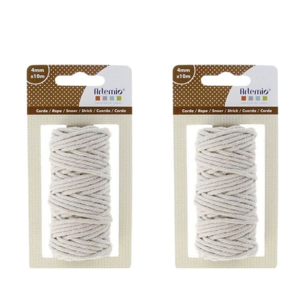 2 bomullssnören för makramé 10 m - Beige