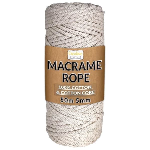 Macramé Rope Beige bomullstråd - 5mm x 50m - Creative Deco - Kök, Trädgård, Dekoration, Trädgårdsskötsel