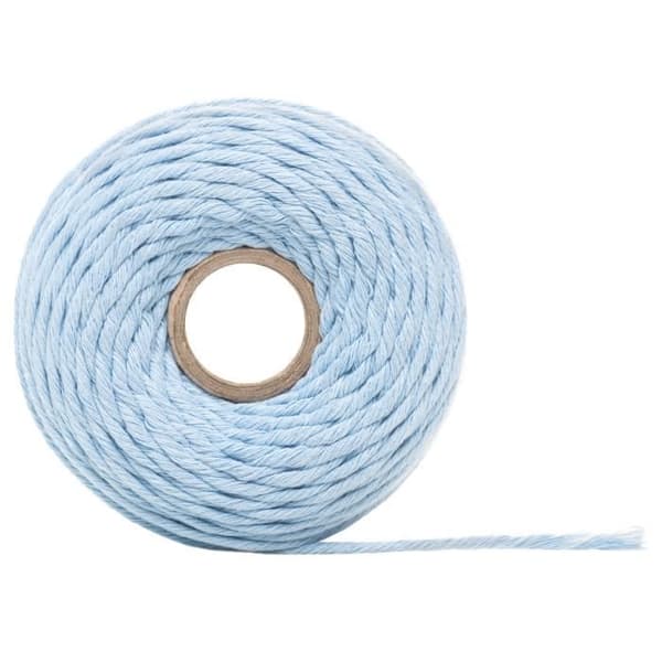 Macramé-rep - 3mm x 200m - Pastellblått - Tråd av bomull och polyester