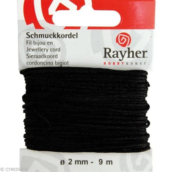 Smycketråd 2 mm svart - 9 m
