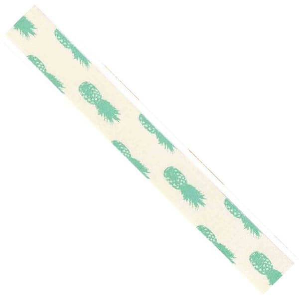 Grönt ananastryckt bomullsbands 1,5 cm 2 m