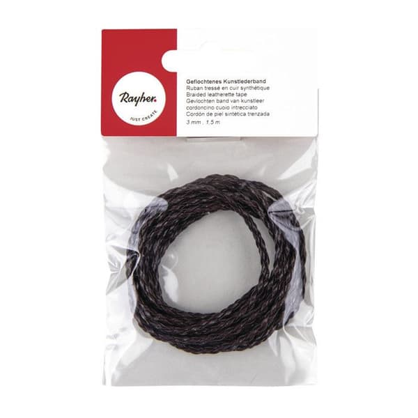 Flätad syntetläderrem. Idealisk för armband 3mm Brun 1,5m