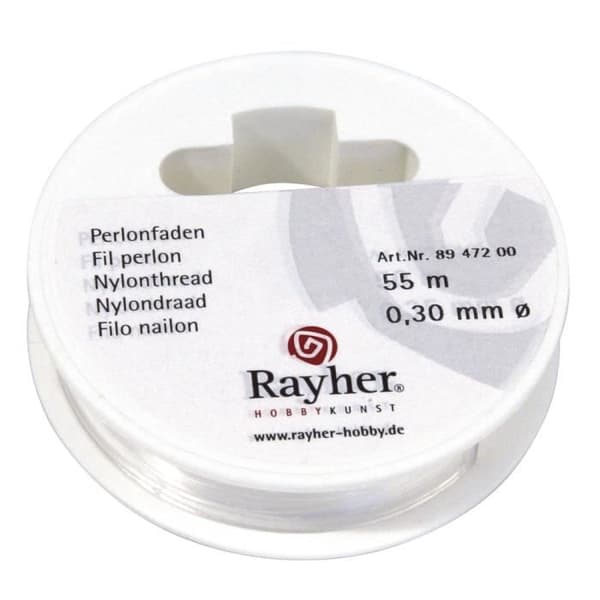 Perlontråd, ø 0,3mm, rivsäker.4kg, hänglast.700g, rulle.55m
