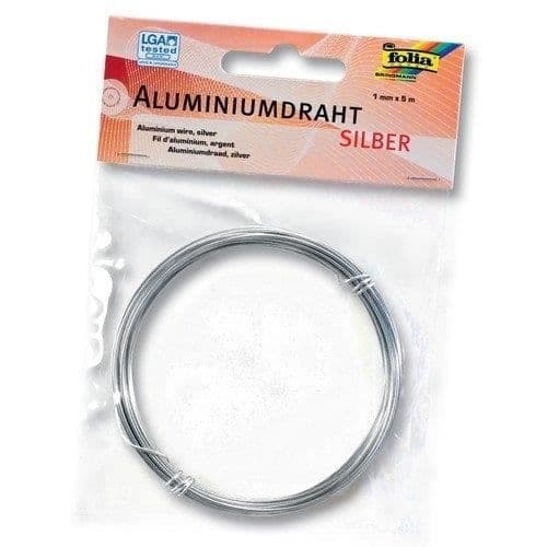 DECO SILVER ALUMINIUM WIRE 1MM - LENGTH 5M FOLIA BRINGMANN 79560