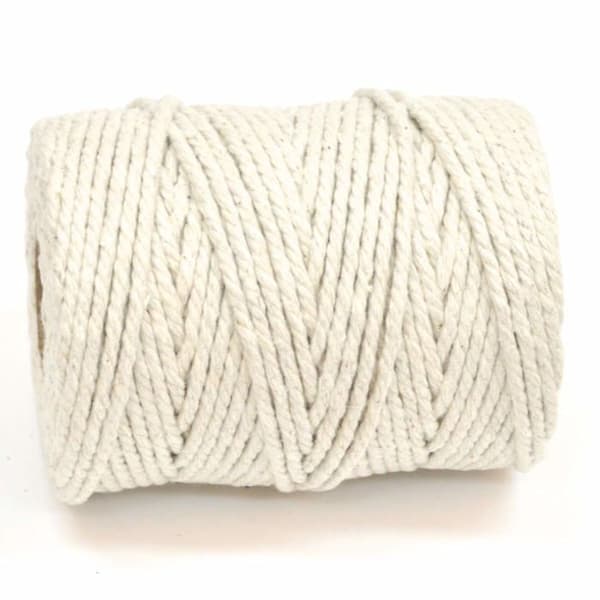 Everlasto - MCC450NAT - 50 m spole av mjuk färgad bomullstråd för macrame (cirka 3,5 mm) (naturlig)