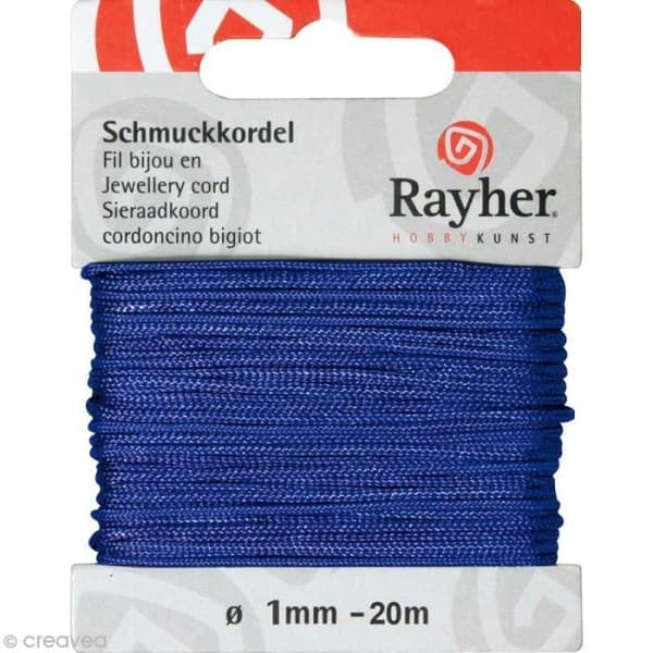 Tråd för smycken - Ej specificerat - 1 mm - Färg blå - 20 m - Lätt glänsande bomull