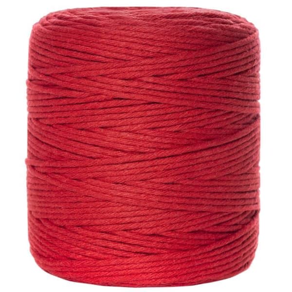 3 mm x 200 m Macramé-snöre Röd bomullstråd - (+/-) 0,5 mm tjocklek - 15-lagers garn - Naturlig sladd