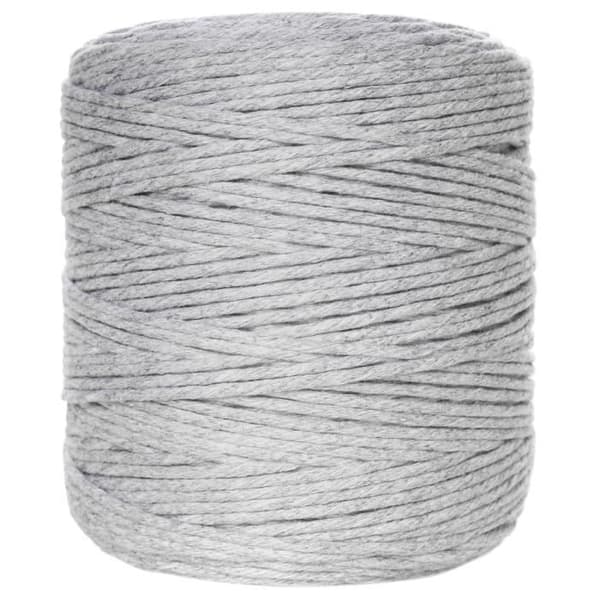 3mm x 200m Ljusgrå Macramé-rep - Tråd av bomull och polyester - (+/-) 0,5 mm tjocklek - Naturligt snörtråd