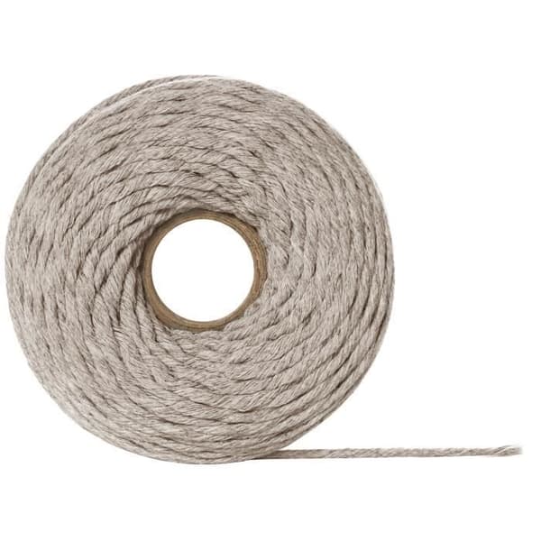 3mm x 200m Mörkbeige Macramé-snöre - Tråd av bomull och polyester - (+/-) 0,5 mm tjocklek - Naturligt snöre