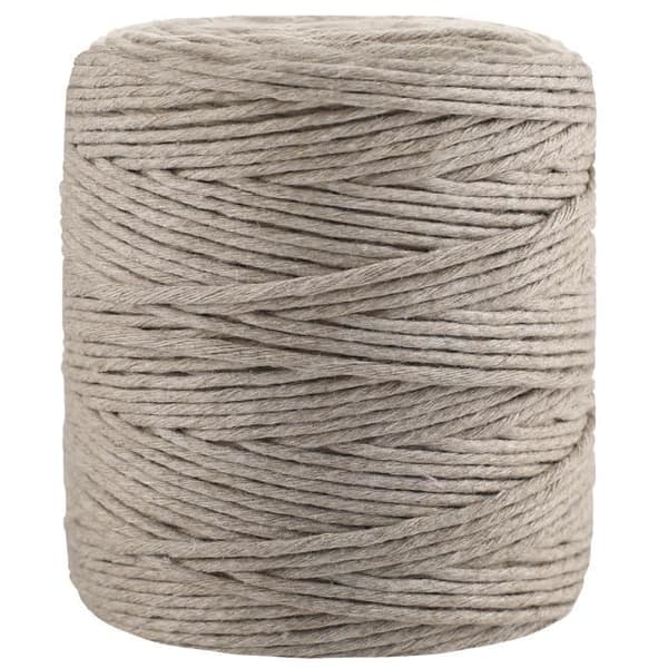 3mm x 200m Mörkbeige Macramé-snöre - Tråd av bomull och polyester - (+/-) 0,5 mm tjocklek - Naturligt snöre