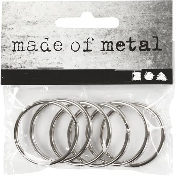 Nøkkelringer, dia. 30 mm, 6 stk./ 1 pk.
