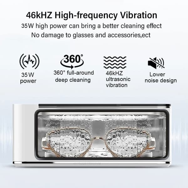 40W bærbar smykkerenser 46kHz U1trasonic vibrationsstyrke med berøringsskærm 4 rengøringstider indstilling, 304 rustfri ståltank til briller ure