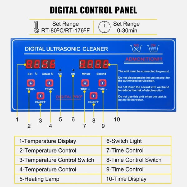 40KHz Ultralydsrenser - Digitalt Kontrolpanel, SUS304 Materiale, Lave Priser