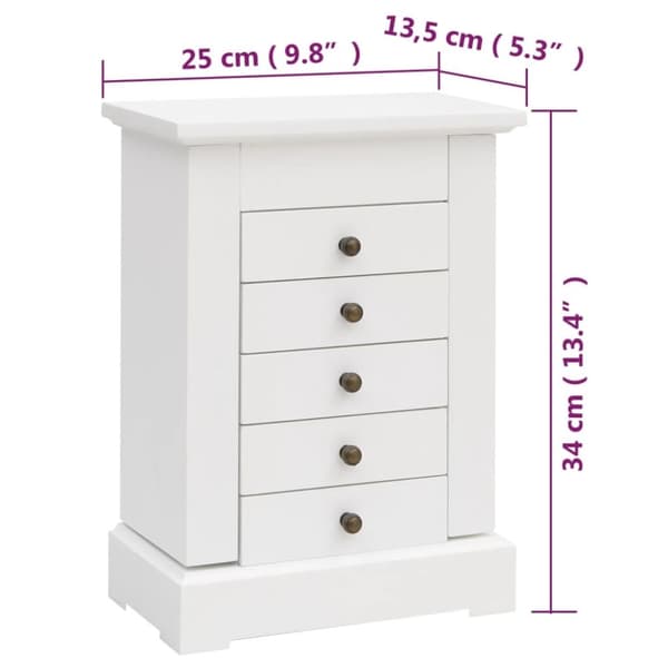 vidaXL smykkeskab med spejl MDF 25 x 13,5 x 34 cm