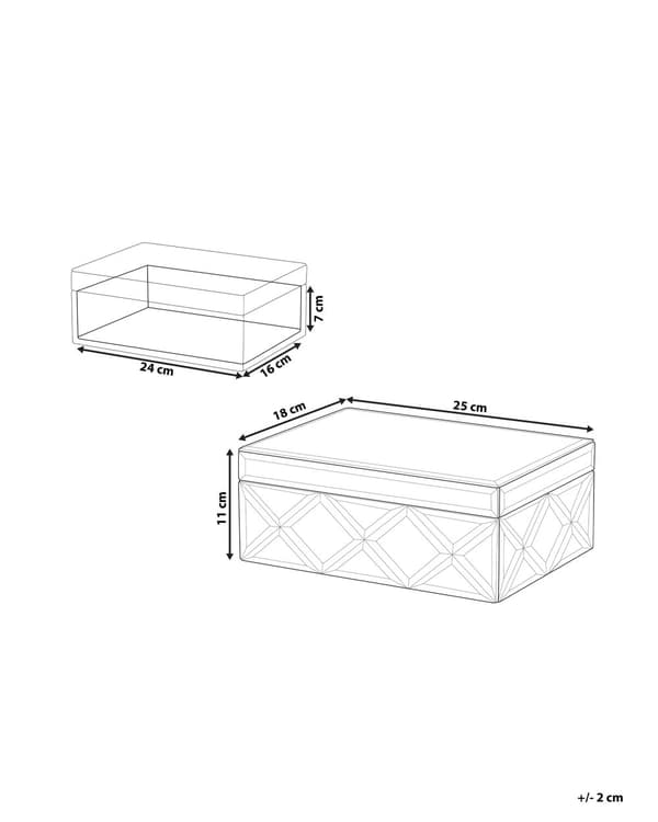 Smykkeskrin Sølv Stål Glas Spejl 25 x 18 x 11 cm Dekorativ Opbevaring til Øreringe Dame til Pigeværelse Sminkebord Interiør Tilbehør